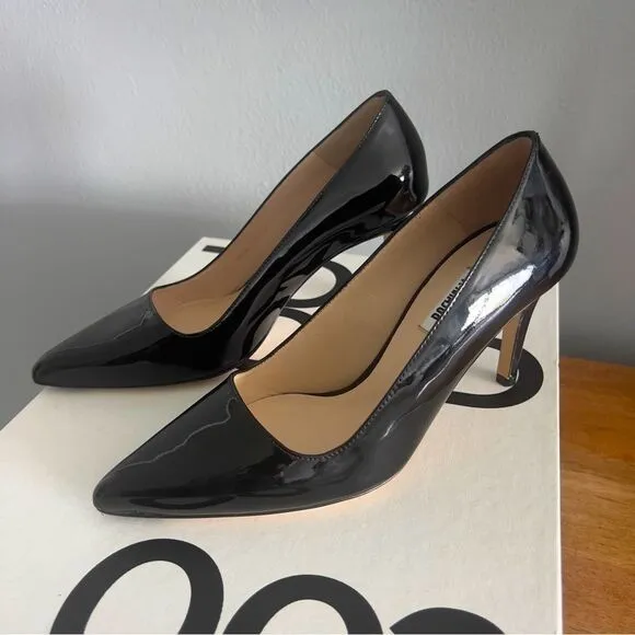 F. Major Black Patent Leather Heels Size 7W