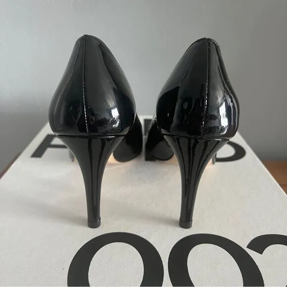 F. Major Black Patent Leather Heels Size 7W