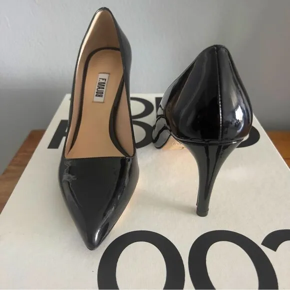F. Major Black Patent Leather Heels Size 7W