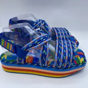 FARM RIO‎ Blue Macaw Platform Sandal Size 8