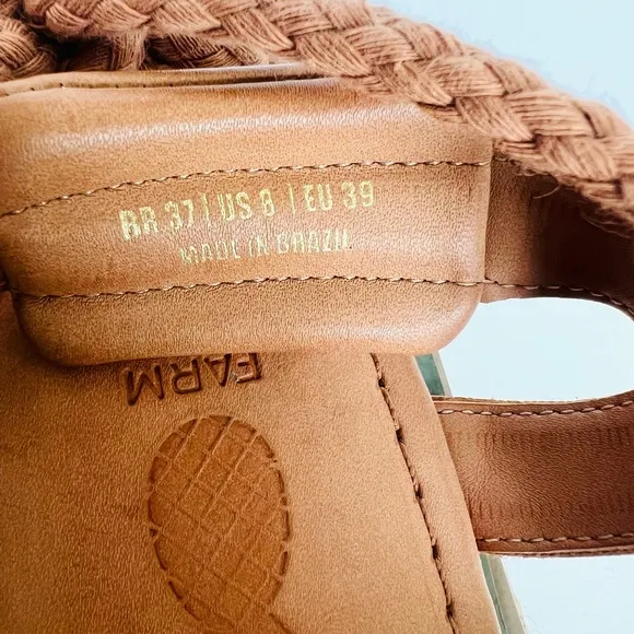 FARM RIO Boho Vegan Sand Rope Tie Espadrille Flatform Tan Gladiator Sandals Sz 8