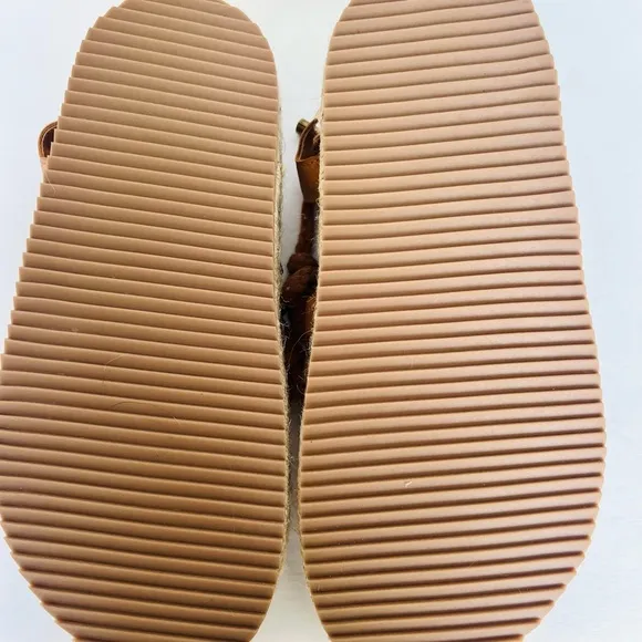FARM RIO Boho Vegan Sand Rope Tie Espadrille Flatform Tan Gladiator Sandals Sz 8