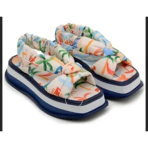 Farm Rio Copacabana Scarf Print Puffy Platform Sandals NWT Size 8