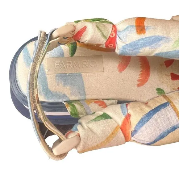 Farm Rio Copacabana Scarf Print Puffy Platform Sandals NWT Size 8