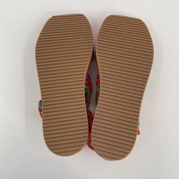 Farm Rio Tropical Platform sandal red blue criss cross cord strappy new 39 8