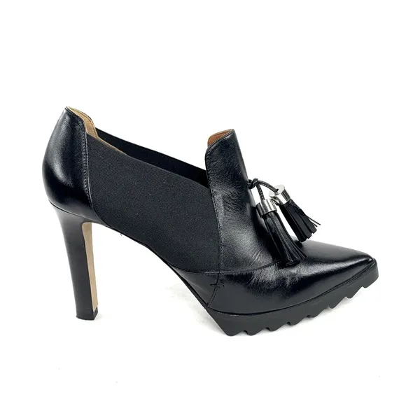 Femme Right Bank Shoe Co Size 9.5 Black Leather Ankle High Heel Bootie Shoe