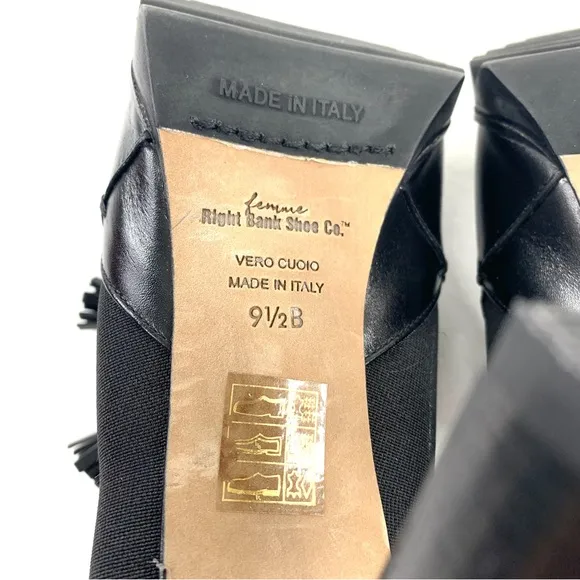 Femme Right Bank Shoe Co Size 9.5 Black Leather Ankle High Heel Bootie Shoe