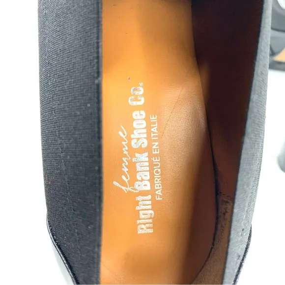 Femme Right Bank Shoe Co Size 9.5 Black Leather Ankle High Heel Bootie Shoe