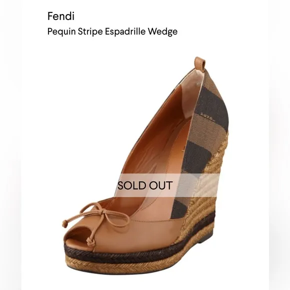 Fendi Pequin Stripe Espadrille Wedge sandals