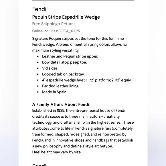 Fendi Pequin Stripe Espadrille Wedge sandals