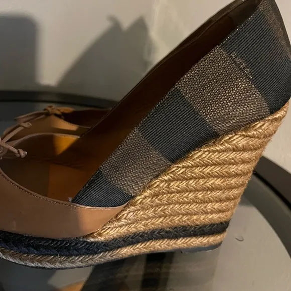 Fendi Pequin Stripe Espadrille Wedge sandals