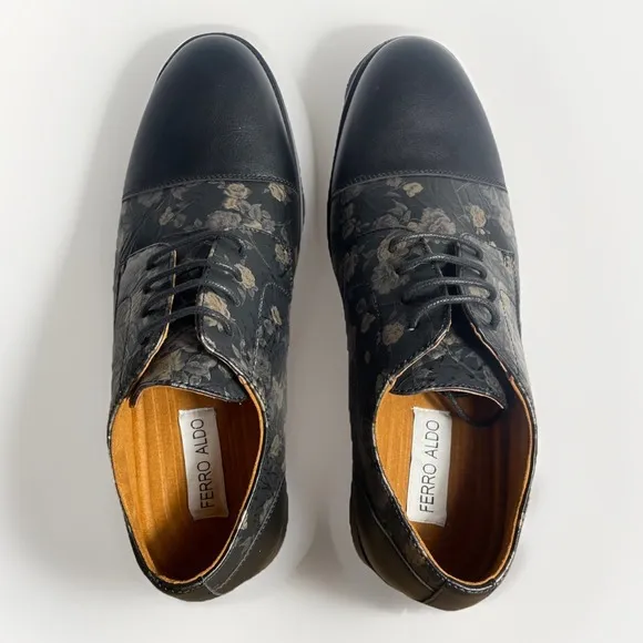 Ferro Aldo BERKLEY Men's 9 Floral Cap Toe Lace Up Oxford Casual Dress Shoes NWOT