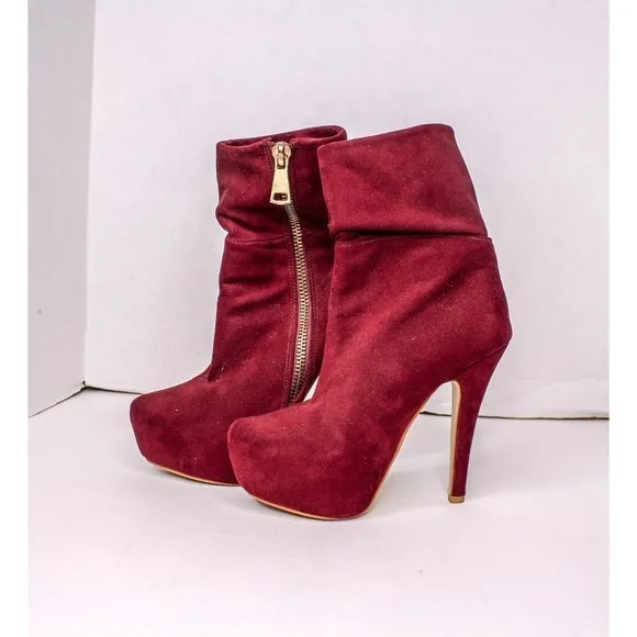 Fersini Boots High Heel Platform Mauve Purple Red Size 37 US 6 1/2