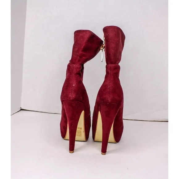 Fersini Boots High Heel Platform Mauve Purple Red Size 37 US 6 1/2