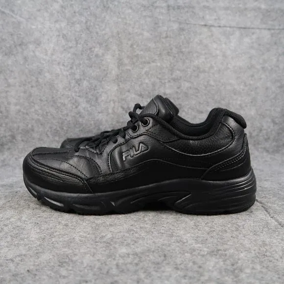 Fila Shoes Mens 8 Athletic Trainer Comfort Sneaker Black Leather Casual Active