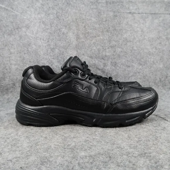 Fila Shoes Mens 8 Athletic Trainer Comfort Sneaker Black Leather Casual Active