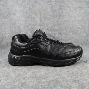 Fila Shoes Mens 8 Athletic Trainer Comfort Sneaker Black Leather Casual Active