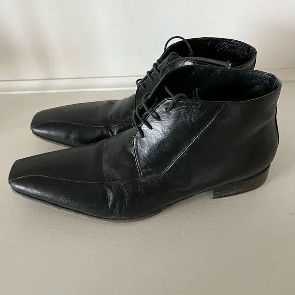 Fiorangelo Italian Designer Handmade Mens Black Leather Oxford Dress Shoes - siz