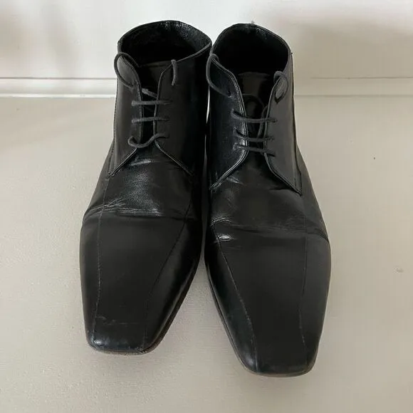 Fiorangelo Italian Designer Handmade Mens Black Leather Oxford Dress Shoes - siz
