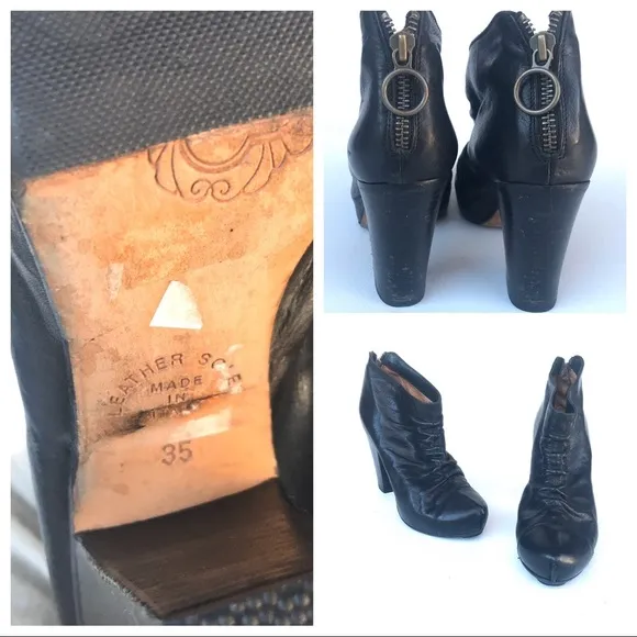 FIORENTINI &amp; BAKER black heel boots 35 5 leather