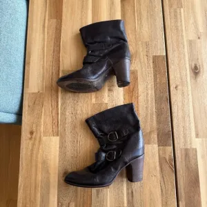 Fiorentini   Baker Brown Leather Buckle Heeled Boots 40.5