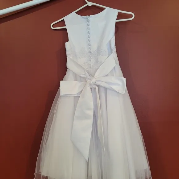 First Communion dress, veil, and shoes