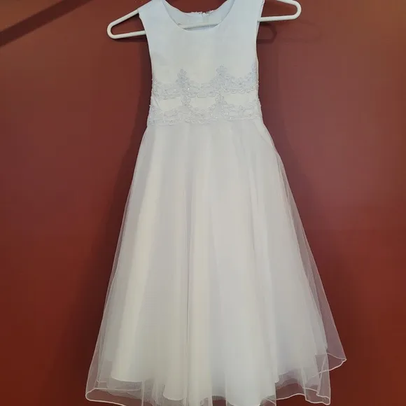 First Communion dress, veil, and shoes