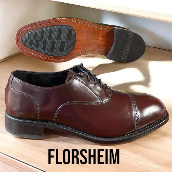 Florsheim-10.5 Lexington Burgundy Cap Toe Oxford.Sharp! Like new condition!!!