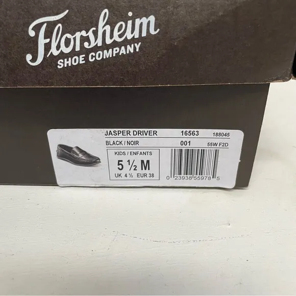 Florsheim Boys Jasper Venetian Black Leather Loafers 5.5 NWT