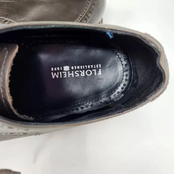 Florsheim Gray Leather Wingtip Dress Shoes Size 10 D mens