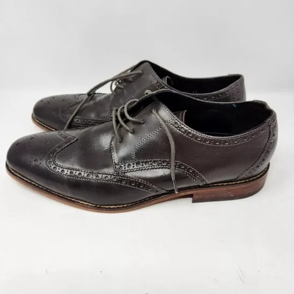 Florsheim Gray Leather Wingtip Dress Shoes Size 10 D mens