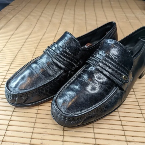 Florsheim Men's Loafer  Size 12 EEE Como Black Leather Dress Shoes