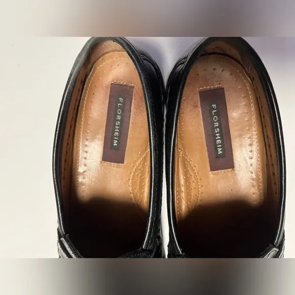 FLORSHEIM Mens Pisa Moc Toe Tassel Loafer Leather Croc Dress Shoes Black 9.5 D