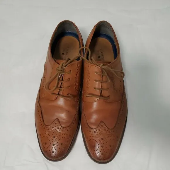 Florsheim Only Macy's Men's 11588 257 Size 9 1/2 D Brown Wingtip Dress Shoes