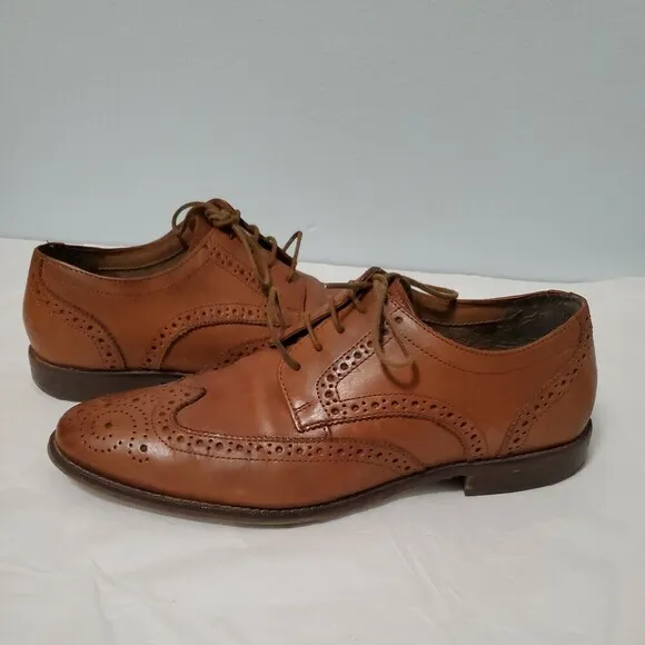 Florsheim Only Macy's Men's 11588 257 Size 9 1/2 D Brown Wingtip Dress Shoes