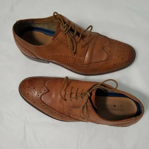 Florsheim Only Macy's Men's 11588 257 Size 9 1/2 D Brown Wingtip Dress Shoes