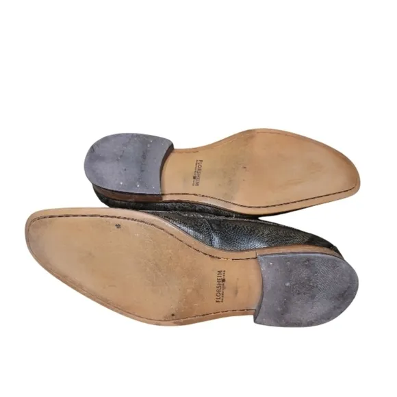 Florsheim Sabato Mens Metallic Leather Textured Penny Loafers Dress Shoe Size 10