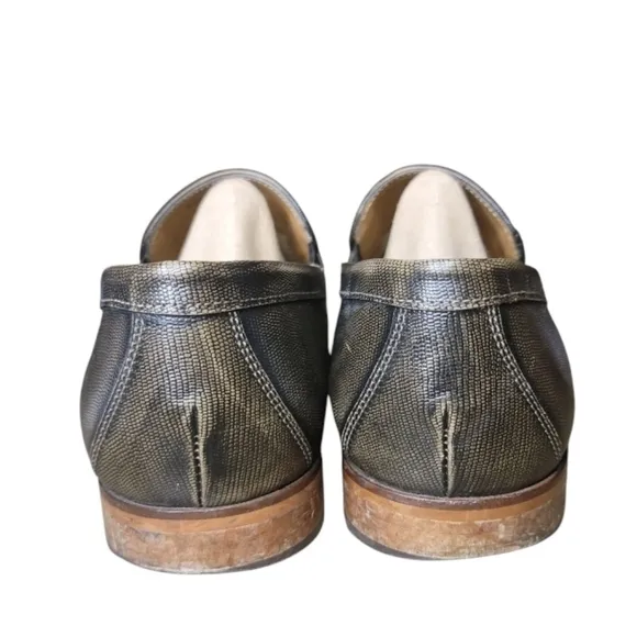 Florsheim Sabato Mens Metallic Leather Textured Penny Loafers Dress Shoe Size 10