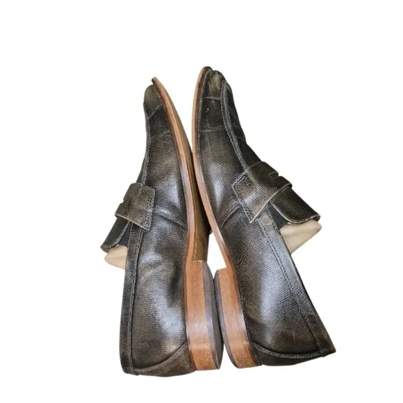 Florsheim Sabato Mens Metallic Leather Textured Penny Loafers Dress Shoe Size 10