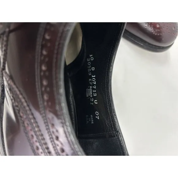 Florsheim Wingtip Dress Shoes Burgundy Patent Leather 10 Made in USA