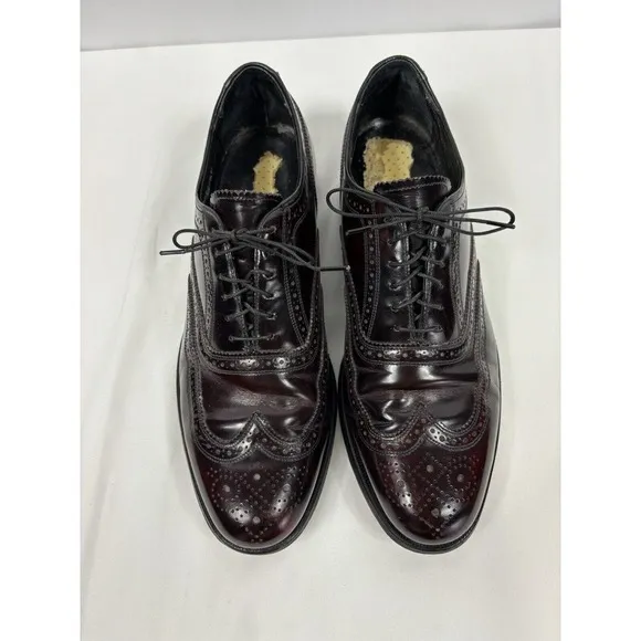 Florsheim Wingtip Dress Shoes Burgundy Patent Leather 10 Made in USA