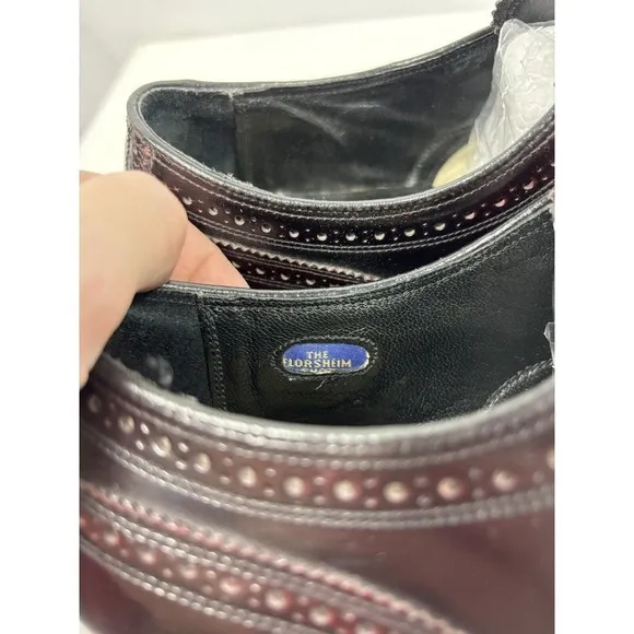 Florsheim Wingtip Dress Shoes Burgundy Patent Leather 10 Made in USA