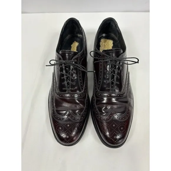 Florsheim Wingtip Dress Shoes Burgundy Patent Leather 10 Made in USA