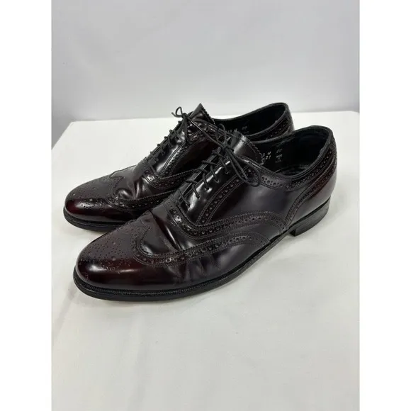 Florsheim Wingtip Dress Shoes Burgundy Patent Leather 10 Made in USA