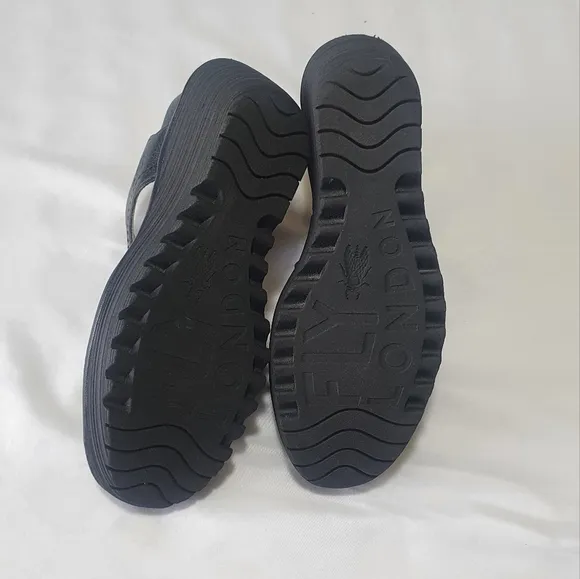 Fly London Ylfa Wedge Sandals Black Platform