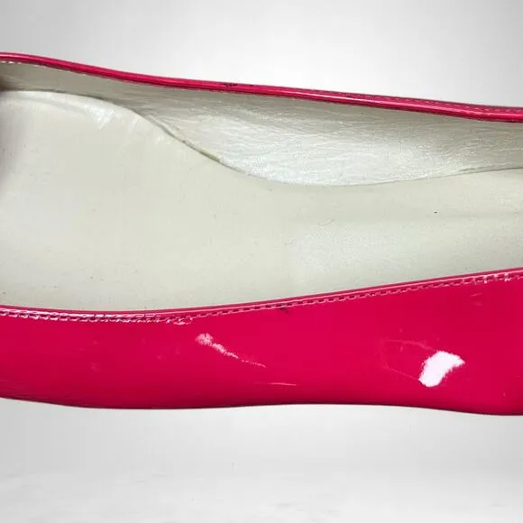 Frances Valentine Hot Pink Patent Leather Ballet Flats 7.5 Silver Buckle Detail