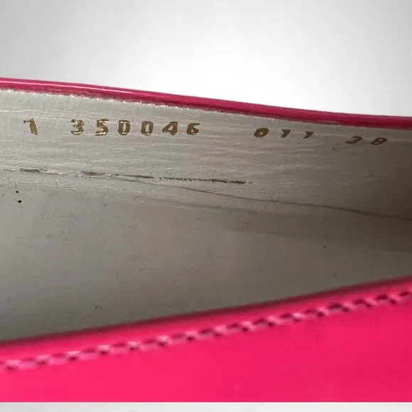Frances Valentine Hot Pink Patent Leather Ballet Flats 7.5 Silver Buckle Detail