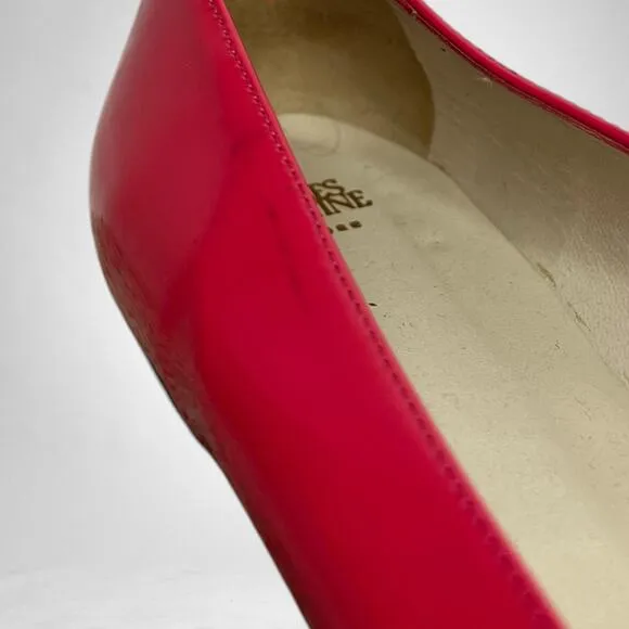 Frances Valentine Hot Pink Patent Leather Ballet Flats 7.5 Silver Buckle Detail
