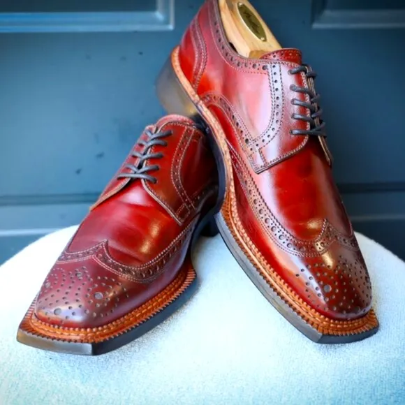 Franceschetti 8-M Burgundy Red Mens Norvegese Oxford Dress Shoes