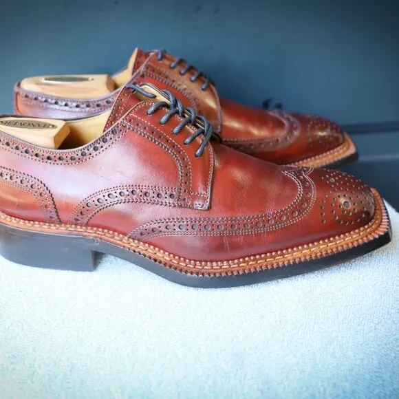 Franceschetti 8-M Burgundy Red Mens Norvegese Oxford Dress Shoes